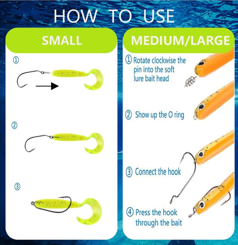 Hyamass 200pcs Soft Lure Bait Spring Twist Lock Outdoor Fishing Crank Hook Centering Pin for Soft Lure Bait Worm Crank - Image 2